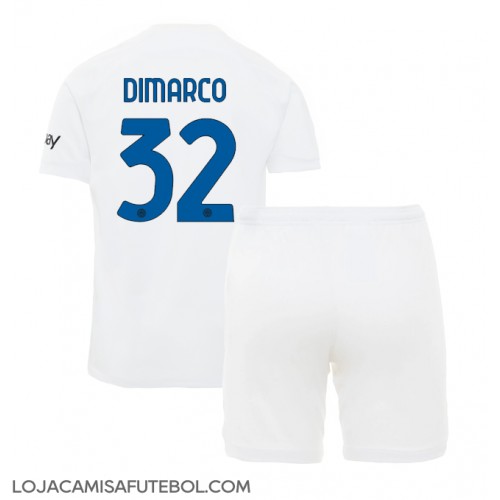 Camisa de Futebol Inter Milan Federico Dimarco #32 Equipamento Secundário Infantil 2023-24 Manga Curta (+ Calças curtas)